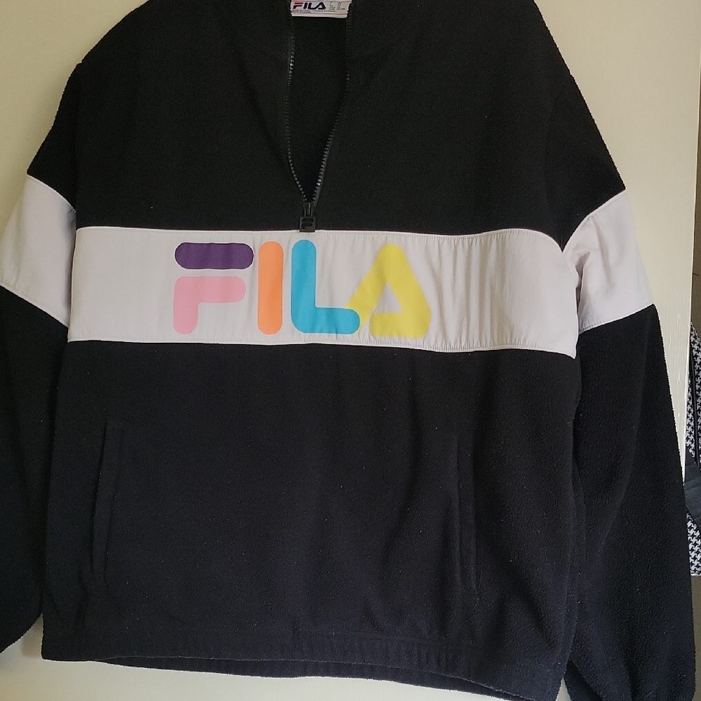 Fila Black and White Half-Zip with Colorful Logo